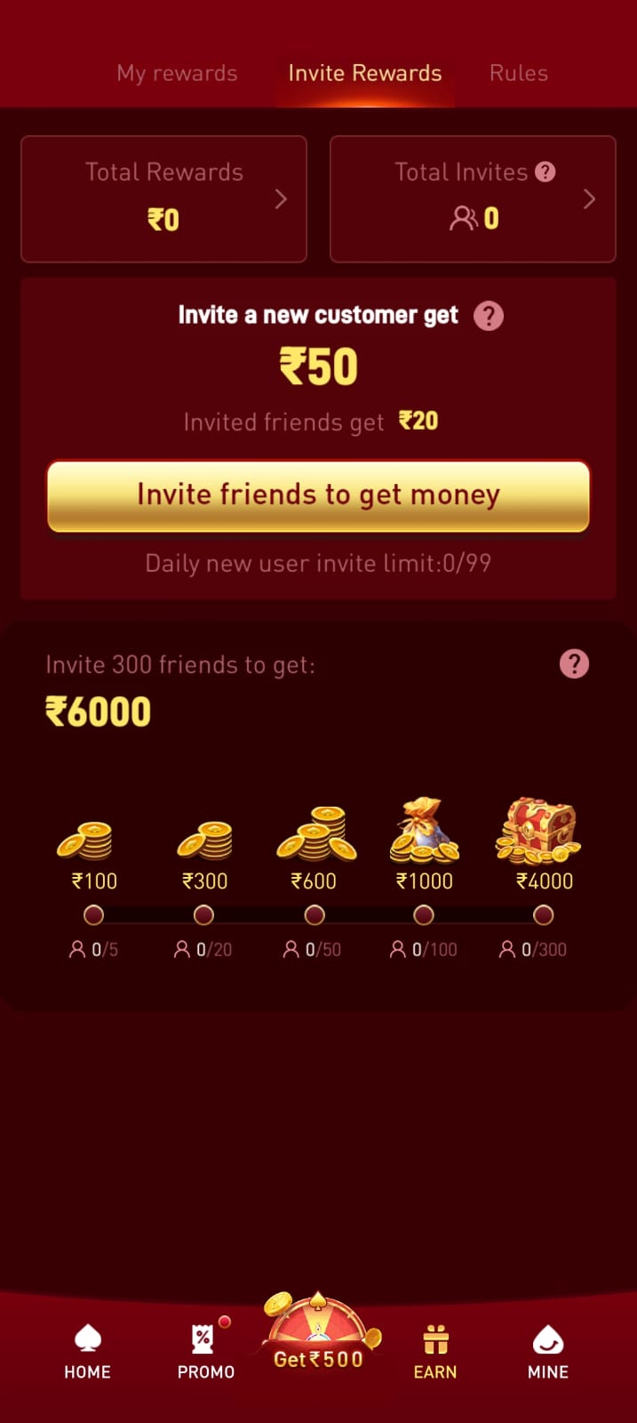 777.VIP invite rewards page displaying referral reward levels